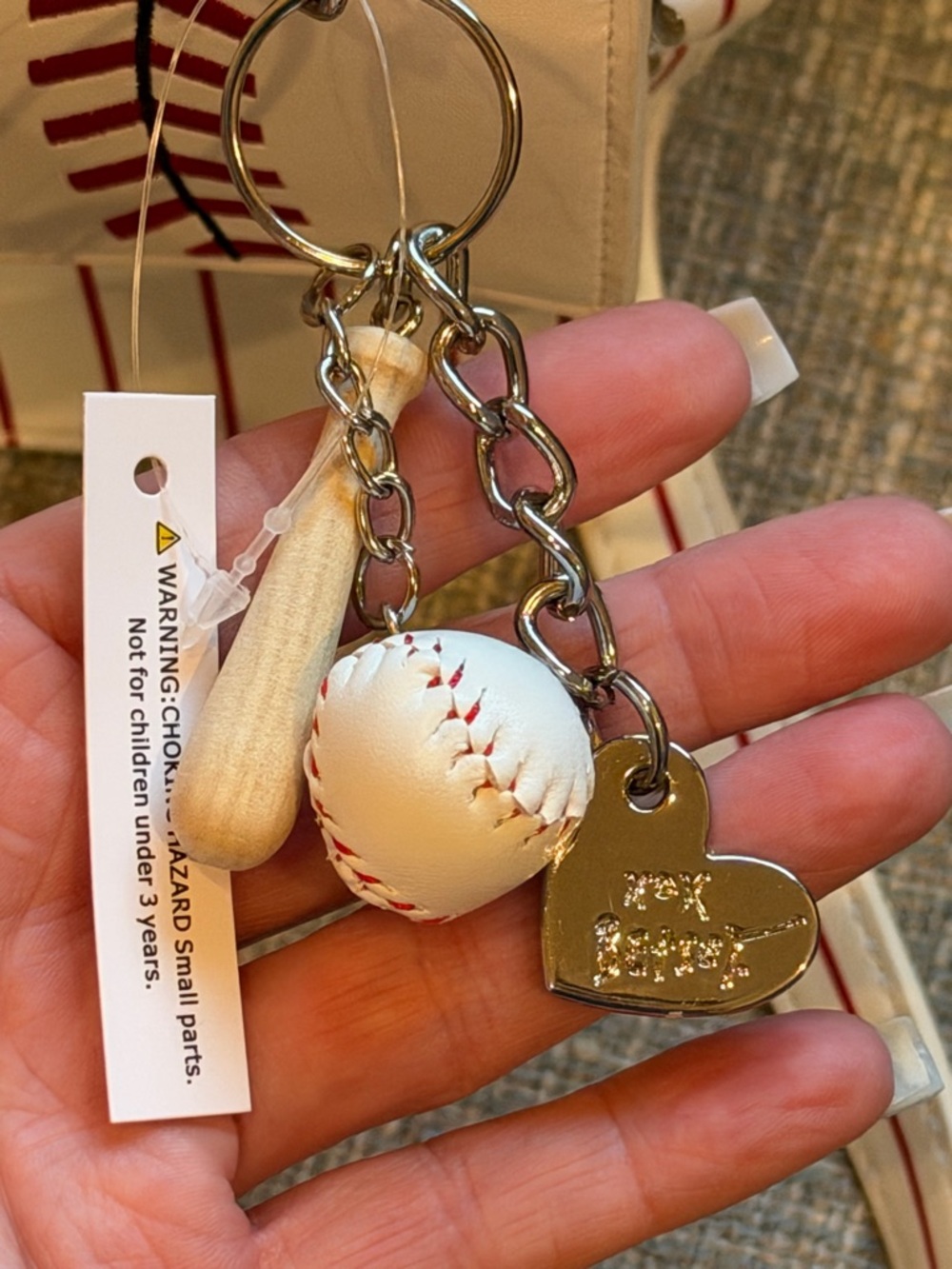 Betsey Johnson XOX Baseball Bag with Baseball Bat Bag Charm - Picture 3 of 15
